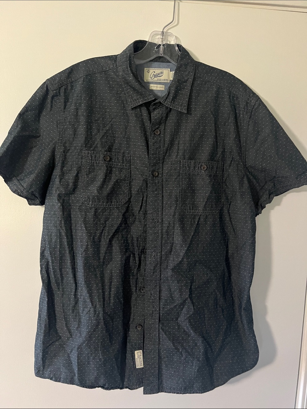 Grayers Dark Blue Short-Sleeve Button-Down with Micro Dot Print Size Large